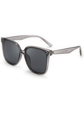 Women's Grey Retro Square Oversized Polarized Sunglasses Minimalist Style B2600